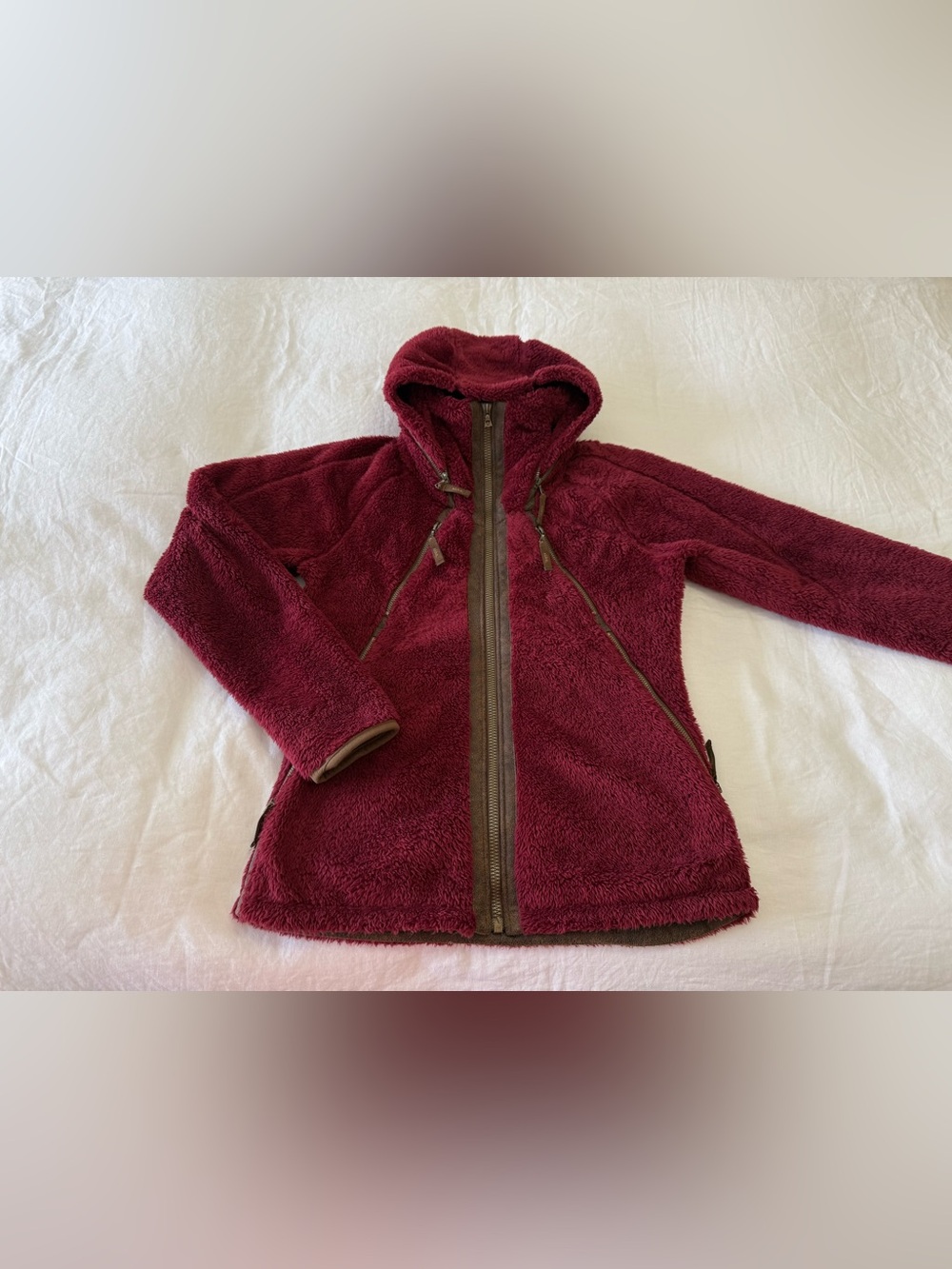 Kuhl | Women’s Small | Maroon Teddy Flight Jacket Fleece Zip Out Hoodie | Camp